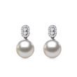 DIAMOND EARRINGS WITH PEARLS IN WHITE GOLD - PEARL EARRINGS - PEARL JEWELRY