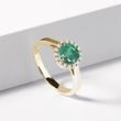 SMARAGD HALO-RING MIT DIAMANT IN GOLD - RINGE MIT SMARAGD - RINGE