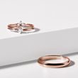 ROSE GOLD WEDDING RING SET WITH A 3 DIAMOND CHEVRON RING - ROSE GOLD WEDDING SETS - WEDDING RINGS