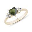 RING IN YELLOW GOLD WITH MOLDAVITE AND DIAMONDS - MOLDAVITE RINGS - RINGS