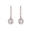 BOUCLES D'OREILLES HALO PENDANTES EN OR ROSE AVEC DIAMANTS - BOUCLES D'OREILLES EN DIAMANT - BOUCLES D'OREILLES