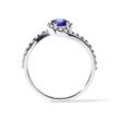 White Gold Ring with a Central Blue Sapphire
