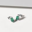 GOLD EARRINGS WITH EMERALD AND DIAMONDS - EMERALD EARRINGS - 