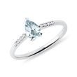 AQUAMARINE AND DIAMOND RING IN WHITE GOLD - AQUAMARINE RINGS - RINGS