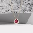 ELEGANT DIAMOND NECKLACE WITH RUBY ​​IN YELLOW GOLD - RUBY NECKLACES - NECKLACES