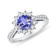 WEISSGOLDRING MIT RUNDEM TANSANIT UND DIAMANTEN - RINGE TANSANIT - RINGE