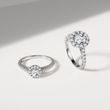 BAGUE AURÉOLE DIAMANT EN OR BLANC 14 CARATS - BAGUES AVEC DIAMANTS DE SYNTHÈSE - BAGUES DE FIANÇAILLES