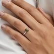 BAGUE EN OR BLANC ET MOLDAVITE TAILLE OVALE - BAGUES EN MOLDAVITE - BAGUES