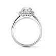 BAGUE DE LUXE EN OR BLANC AVEC HALO DE DIAMANTS - BAGUES AVEC DIAMANTS DE SYNTHÈSE - BAGUES DE FIANÇAILLES