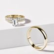 GOLD WEDDING RING SET WITH HALF ETERNITY AND SHINY FINISH - YELLOW GOLD WEDDING SETS - WEDDING RINGS