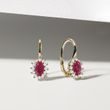 EARRINGS WITH DIAMONDS AND RUBIES IN YELLOW GOLD - RUBY EARRINGS - 