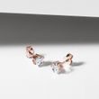 BOUCLES D'OREILLES EN OR ROSE ET DIAMANT DE 1CT - PUCES D'OREILLES EN DIAMANT - BOUCLES D'OREILLES