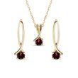 GRANATSET MIT BANDMOTIV IN GELBGOLD - SCHMUCK SETS EDELSTEINE - SCHMUCK