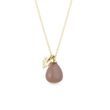 Brown moonstone and leaf necklace in yellow gold