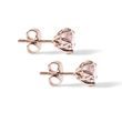 PUCES D'OREILLES EN OR ROSE ET MORGANITE - BOUCLES D'OREILLES EN MORGANITE - BOUCLES D'OREILLES