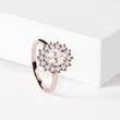 Ring with morganite and diamonds in rose gold
