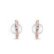 PUCES D'OREILLES EN OR ROSE AVEC PERLES D'EAU DOUCE ET DIAMANTS - BOUCLES D'OREILLES EN PERLES - PERLES