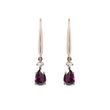 BOUCLES D'OREILLES PENDANTES EN OR ROSE ET RHODOLITES - BOUCLES D'OREILLES AVEC GEMMES - BOUCLES D'OREILLES