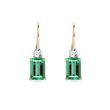 BOUCLES D'OREILLES EN OR JAUNE, ÉMERAUDES ET DIAMANTS - BOUCLES D'OREILLES EN ÉMERAUDE - BOUCLES D'OREILLES