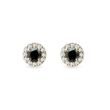 BLACK AND WHITE DIAMOND HALO EARRINGS IN YELLOW GOLD - DIAMOND STUD EARRINGS - EARRINGS