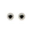 BOUCLES D'OREILLES HALO EN OR AVEC DIAMANTS NOIRS ET BLANCS - PUCES D'OREILLES EN DIAMANT - BOUCLES D'OREILLES