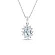 OVAL AQUAMARINE AND HALO DIAMOND NECKLACE IN WHITE GOLD - AQUAMARINE NECKLACES - NECKLACES