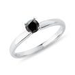 FINE WHITE GOLD RING WITH BLACK DIAMOND - FANCY DIAMOND ENGAGEMENT RINGS - ENGAGEMENT RINGS