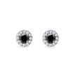 BOUCLES D'OREILLES EN OR BLANC AVEC DIAMANTS NOIRS ET DIAMANTS - PUCES D'OREILLES EN DIAMANT - BOUCLES D'OREILLES