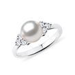 AKOYA PEARL RING WITH DIAMONDS IN WHITE GOLD - PEARL RINGS - PEARL JEWELLERY