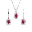 HALO JEWELLERY SET WITH RUBIES AND DIAMONDS IN WHITE GOLD - JEWELLERY SETS - FINE JEWELLERY