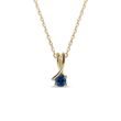 Blue Sapphire Gold Ribbon Necklace