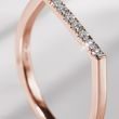 ROSE GOLD FLAT TOP RING WITH A ROW OF DIAMONDS - DIAMOND RINGS - RINGS