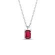 EMERALD CUT RUBY NECKLACE IN WHITE GOLD - RUBY NECKLACES - NECKLACES