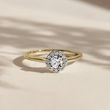 BAGUE AURÉOLE EN OR JAUNE AVEC DIAMANTS - BAGUES DE FIANÇAILLES EN DIAMANT - BAGUES DE FIANÇAILLES