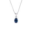 OVAL SAPPHIRE AND DIAMOND WHITE GOLD NECKLACE - SAPPHIRE NECKLACES - NECKLACES