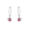 BOUCLES D'OREILLES RUBAN EN OR BLANC AVEC TOURMALINES ROSES - BOUCLES D'OREILLES EN TOURMALINE - BOUCLES D'OREILLES