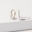 GOLD EARRINGS WITH DIAMONDS AND PEARLS - PEARL EARRINGS - PEARL JEWELLERY