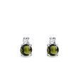 CLOUS D'OREILLES EN OR BLANC, MOLDAVITES ET DIAMANTS - BOUCLES D'OREILLES EN MOLDAVITE - BOUCLES D'OREILLES