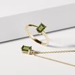OCTAGON CUT MOLDAVITE AND DIAMOND NECKLACE IN YELLOW GOLD - MOLDAVITE NECKLACES - NECKLACES