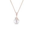 FRESHWATER PEARL AND DIAMOND NECKLACE IN ROSE GOLD - PEARL PENDANTS - PEARL JEWELRY