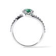 WHITE GOLD RING WITH EMERALD AND DIAMONDS - EMERALD RINGS - 