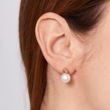 Freshwater pearl earring and ring set in rose gold