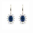 BOUCLES D'OREILLES HALO EN OR AVEC SAPHIRS ET DIAMANTS - BOUCLES D'OREILLES EN SAPHIR - BOUCLES D'OREILLES