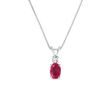 RUBY AND DIAMOND 14K WHITE GOLD PENDANT - RUBY NECKLACES - NECKLACES