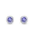 DIAMOND EARRINGS WITH TANZANITES IN WHITE GOLD - TANZANITE EARRINGS - EARRINGS