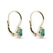 Oval Emerald and Diamond Gold Halo Earrings