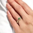 GELBGOLD-RING SET MIT SMARAGD UND DIAMANTEN - SET: VERLOBUNGS- UND TRAURING - VERLOBUNGSRINGE