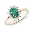 EMERALD AND DIAMOND RING IN YELLOW GOLD - EMERALD RINGS - RINGS