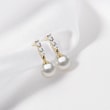 GOLD EARRINGS WITH PEARL AND BRILLIANTS - PEARL EARRINGS - 