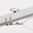 Moldavite and Diamond Gold Jewellery Set